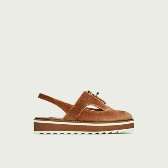 ZARA PINK VELVET SLINGBACK BROUGUES WOMEN’S SHOE - Picture 2 of 8